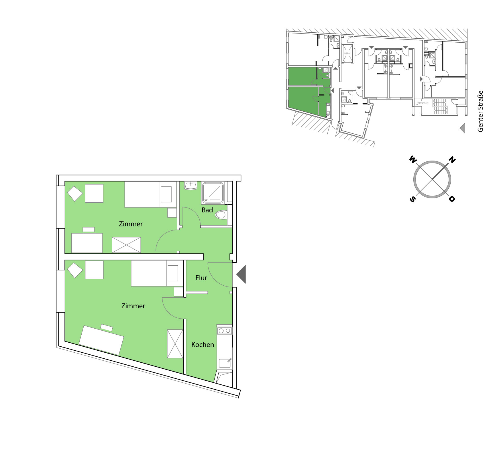 Grundriss Möblierte Apartments in Berlin 42,50 m²